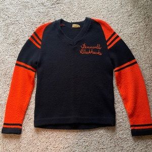 Vintage 1980 Fennville Blackhawks school sweater